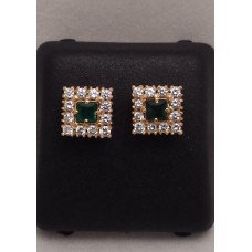 SOLD  18ct GOLD, NATURAL EMERALD and DIAMOND EARRINGS