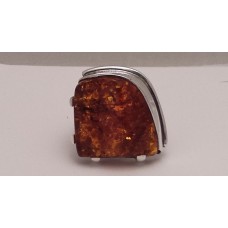 SOLD SILVER and AMBER RING