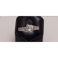 SOLD  18ct WHITE GOLD and PRINCESS CUT DIAMONDS RING