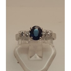 SOLD  14ct WHITE GOLD, SAPPHIRE and DIAMOND RING