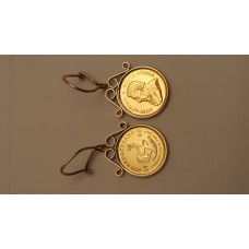 SOLD  KRUGERRAND GOLD COIN EARRINGS