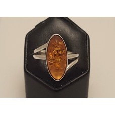 SOLD  AMBER & STERLING SILVER RING