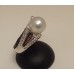 SOLD  18ct WHITE GOLD PEARL & DIAMOND RING