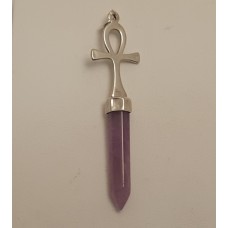 SOLD  STERLING SILVER & AMETHYST CRYSTAL ANK