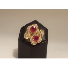 SOLD  18ct GOLD, NATURAL RUBY & DIAMOND RING