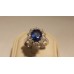 SOLD  3ct NATURAL BLUE SAPPHIRE & DIAMOND CLUSTER