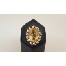 SOLD  CITRINE & SEED PEARL RING