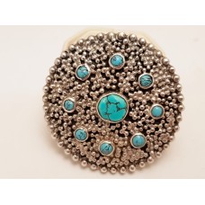SOLD  VINTAGE SILVER & TURQUOISE BROOCH