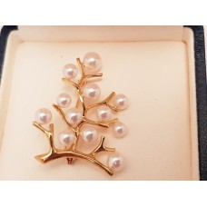 SOLD  18ct GOLD MIKIMOTO "TREE OF LIFE" BROOCH