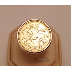 SOLD  YEAR OF THE HORSE GOLD COIN RING