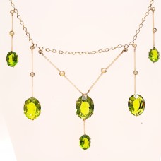 SOLD  PERIDOT & SEED PEARL ROSE GOLD NECKLACE