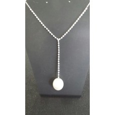 SOLD  18ct White Gold South Sea Cultured Pearl and Diamond Chain and Pendant. 16mm Pearl, 1ct of Diamonds
